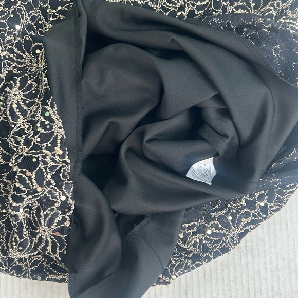 Connect Apparel Gold Black Floral Dark Romantic Cowl Sheath Dress 12 Y2K - Picture 10 of 16